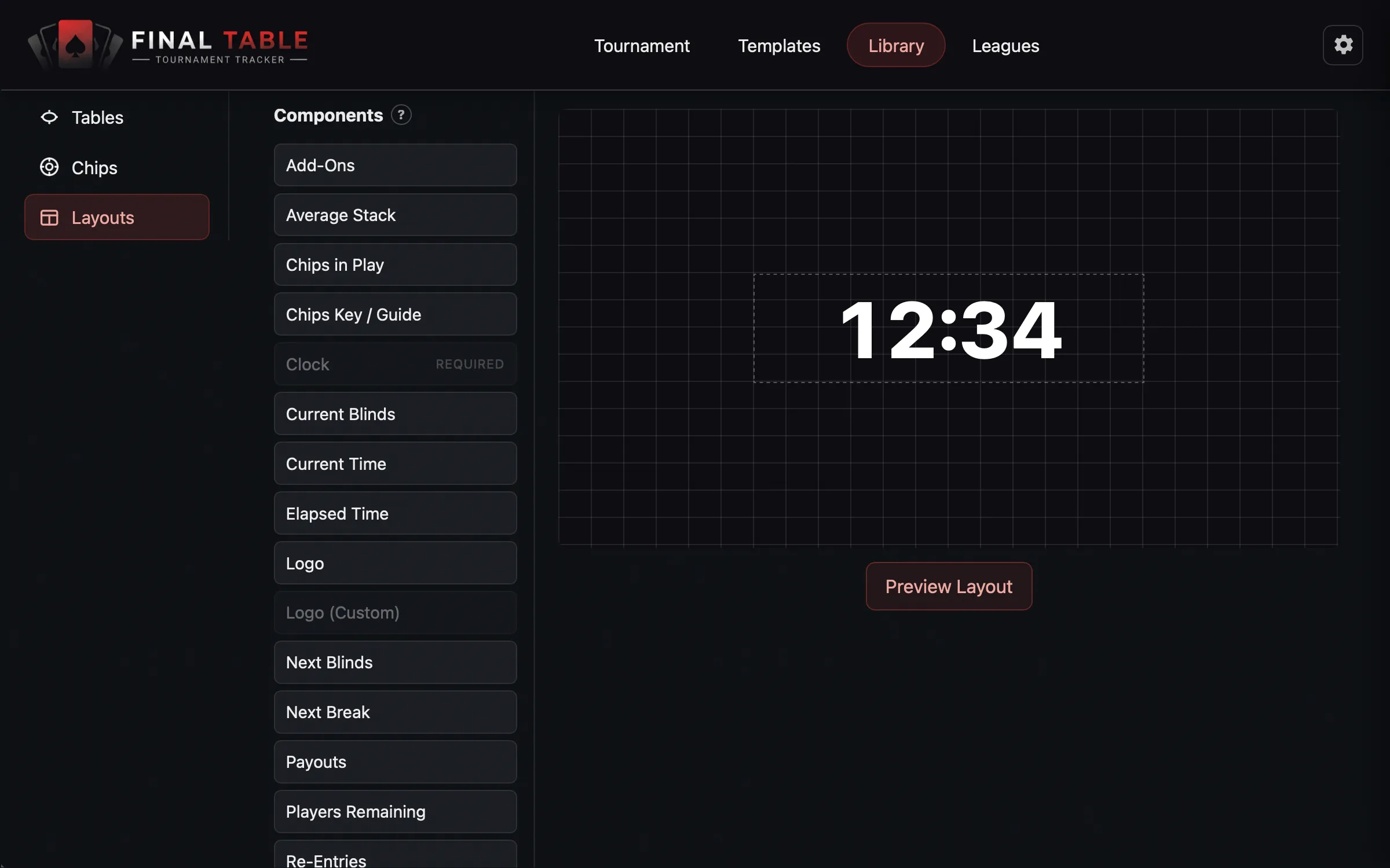 The custom layout editor